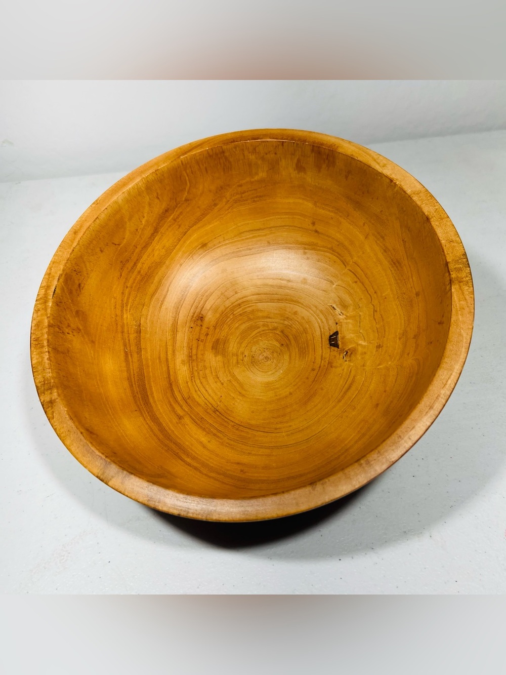 Large Turned Wood Bowl 10.5” Figured Burl Grain Rustic Fruit Salad Bowl